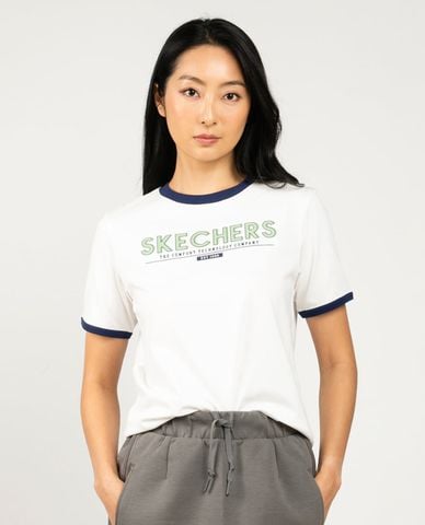  SKECHERS - Áo thun nữ cổ tròn tay ngắn Authentic 