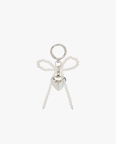  MLB - Móc khóa túi xách nữ Pearl Ribbon Heart 