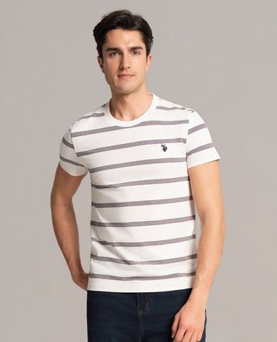  USPA - Áo thun nam cổ tròn tay ngắn kẻ sọc 