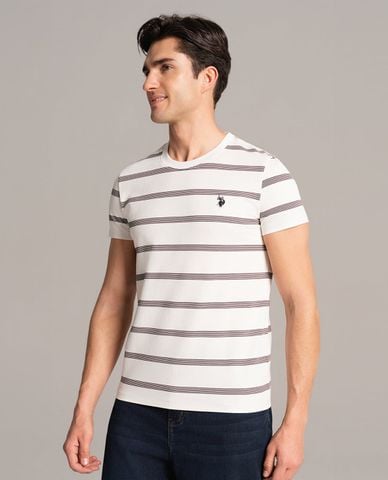  USPA - Áo thun nam cổ tròn tay ngắn kẻ sọc 