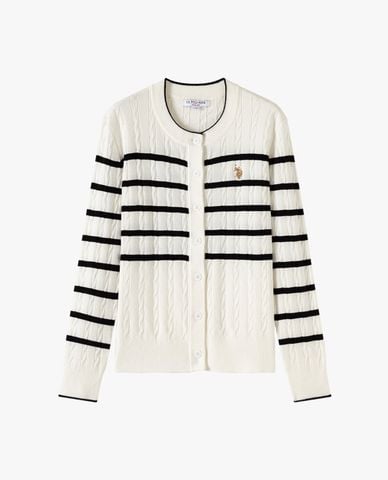  USPA - Áo khoác cardigan nữ tay dài kẻ sọc 