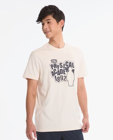  SKECHERS - Áo thun nam cổ tròn tay ngắn in họa tiết 