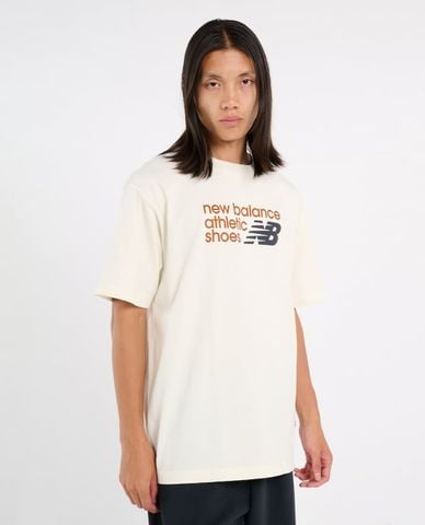  NEW BALANCE - Áo thun nam cổ tròn tay ngắn in chữ 