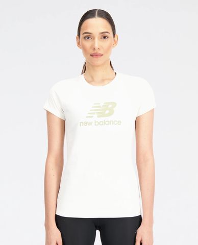  NEW BALANCE - Áo thun nữ cổ tròn tay ngắn in logo 