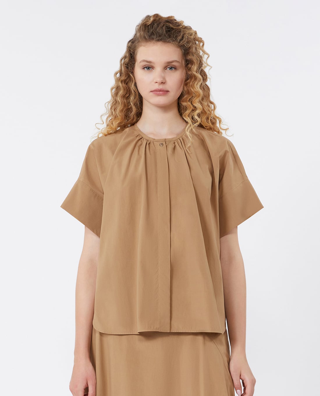 WEEKEND MAX MARA - Áo kiểu nữ cổ nhún tay ngắn Wkdeducata