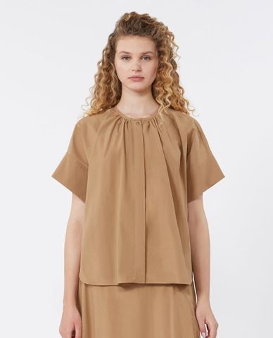  WEEKEND MAX MARA - Áo kiểu nữ cổ nhún tay ngắn Wkdeducata 