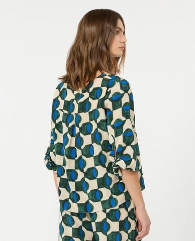  WEEKEND MAX MARA - Áo kiểu nữ cổ tròn tay dài in họa tiết Wkdadone 