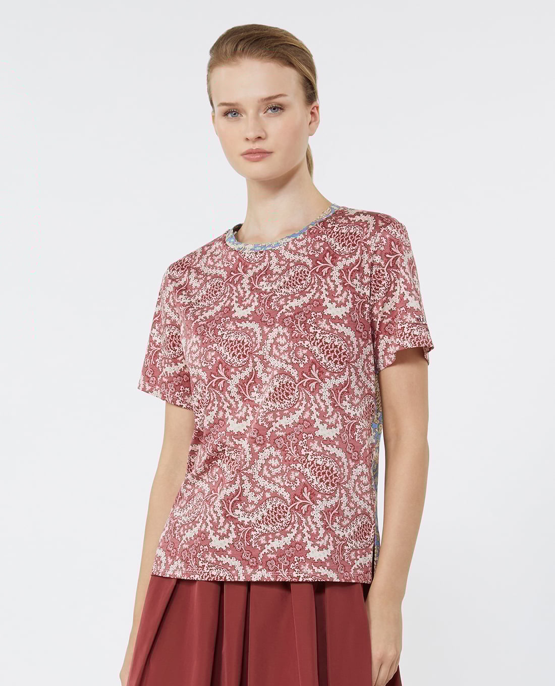 WEEKEND MAX MARA - Áo thun nữ cổ tròn tay ngắn in họa tiết Wkdbussola