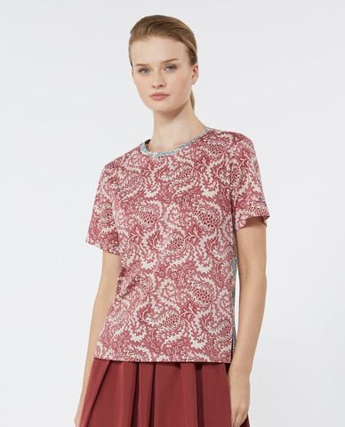  WEEKEND MAX MARA - Áo thun nữ cổ tròn tay ngắn in họa tiết Wkdbussola 