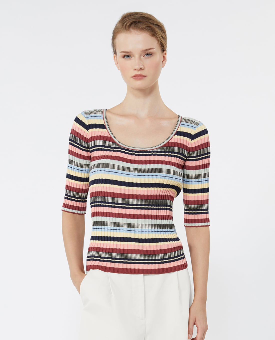 WEEKEND MAX MARA - Áo dệt kim nữ cổ tròn tay lửng Wkdguglia