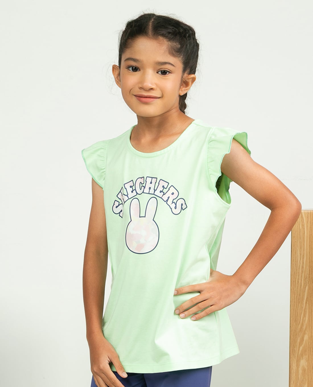 SKECHERS - Áo thun bé gái cổ tròn tay bèo Urban Outdoor