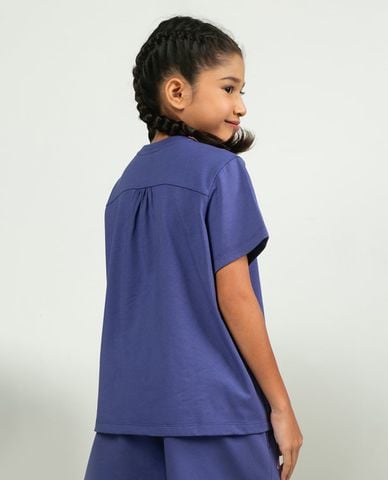  SKECHERS - Áo thun bé gái cổ tròn tay ngắn in họa tiết 