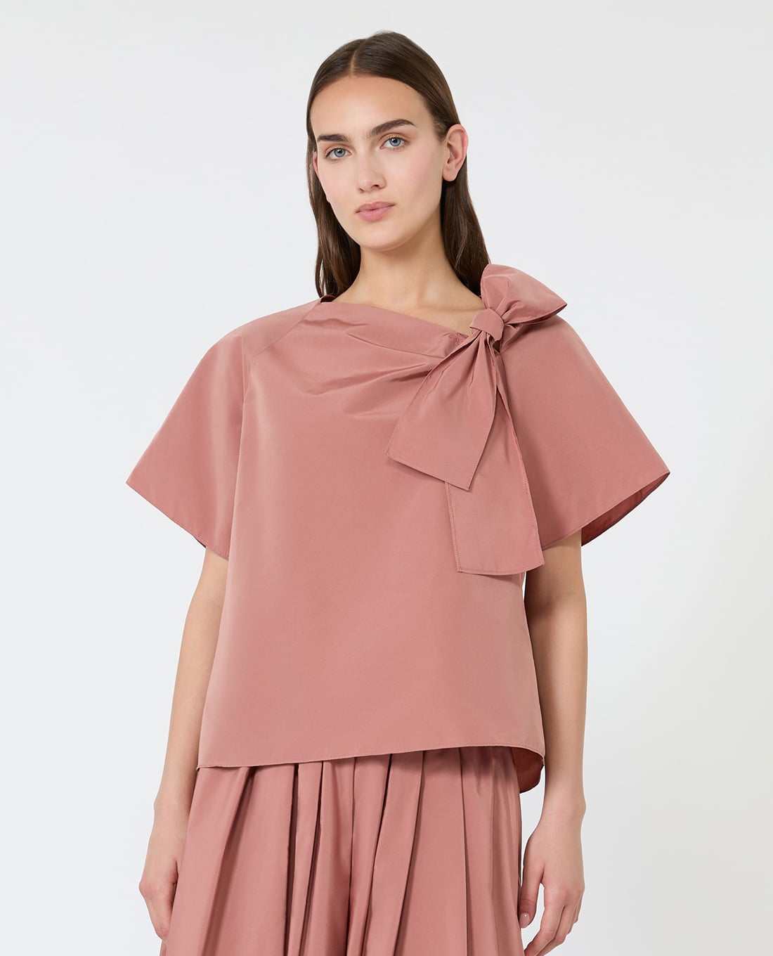 WEEKEND MAX MARA - Áo kiểu nữ tay ngắn phối nơ Wkdrecente