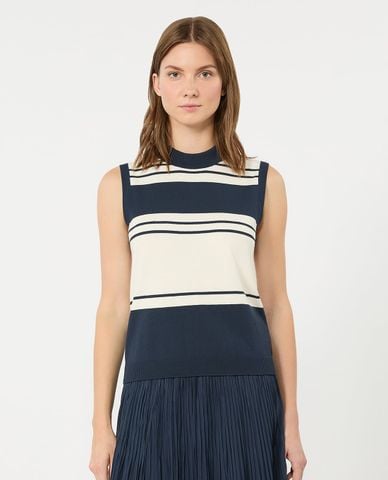 WEEKEND MAX MARA - Áo sát nách nữ cổ tròn kẻ sọc Wkdnazione 