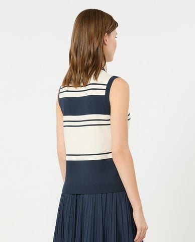  WEEKEND MAX MARA - Áo sát nách nữ cổ tròn kẻ sọc Wkdnazione 