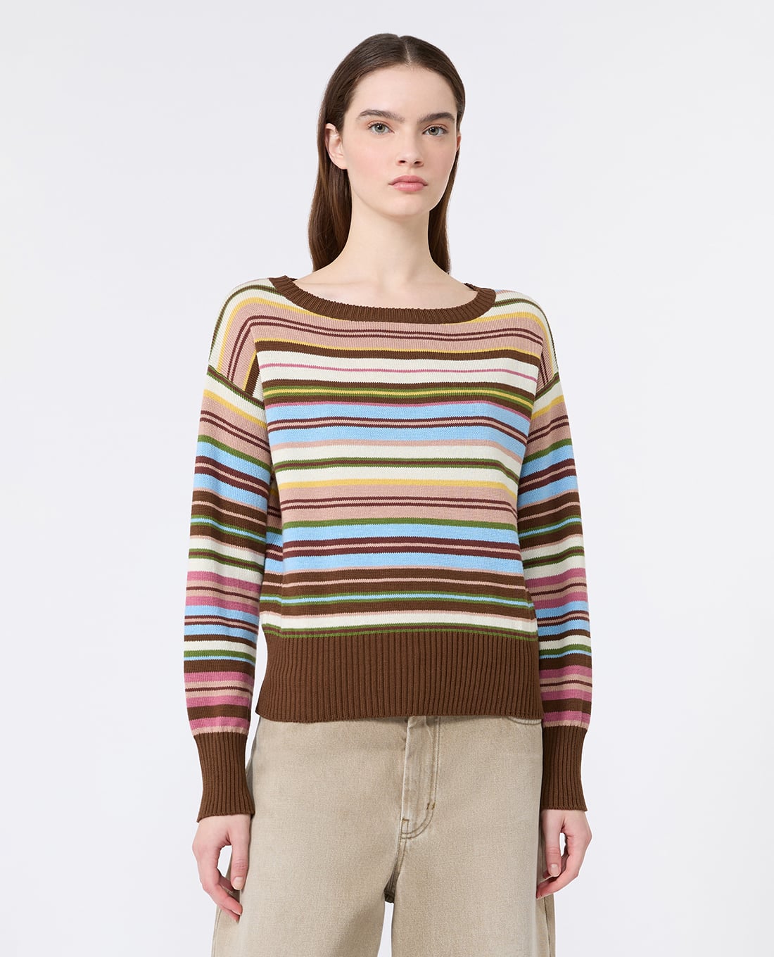 WEEKEND MAX MARA - Áo dệt kim nữ tay dài kẻ sọc Wkdzinnia