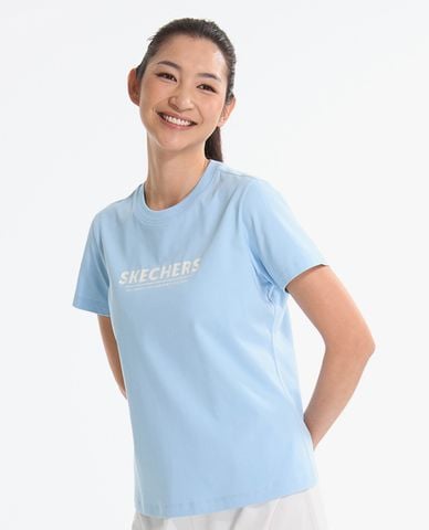  SKECHERS - Áo thun nữ cổ tròn tay ngắn thời trang 