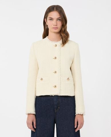  WEEKEND MAX MARA - Áo khoác tweed nữ cổ tròn tay dài Wkdagami 