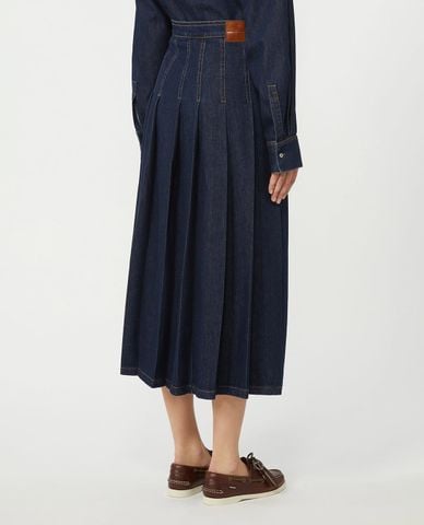  WEEKEND MAX MARA - Chân váy denim xếp li midi Wkdovale 