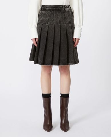  WEEKEND MAX MARA - Chân váy denim mini xếp li Bronzo 