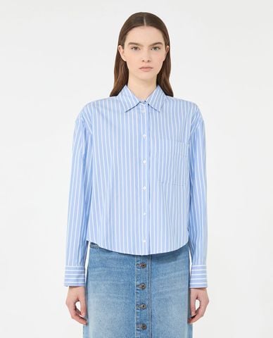  WEEKEND MAX MARA - Áo sơ mi nữ cổ bẻ tay dài kẻ sọc Wkdcartone 