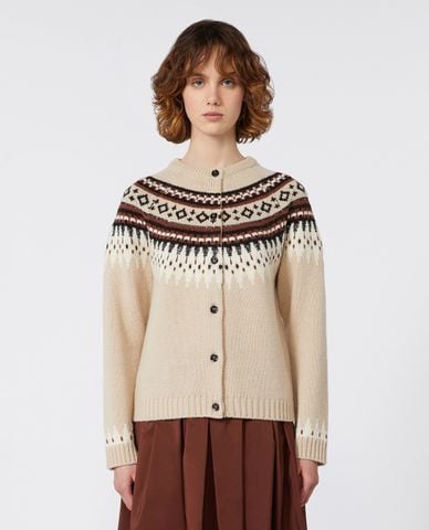  WEEKEND MAX MARA - Áo khoác cardigan nữ tay dài phối họa tiết Cabiria 