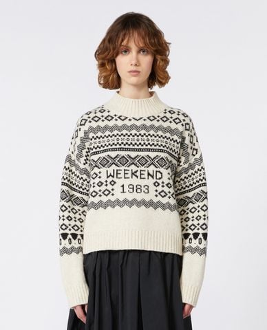  WEEKEND MAX MARA - Áo sweater nữ cổ bẻ tay dài Brioso 