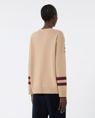  WEEKEND MAX MARA - Áo dệt kim nữ cổ tròn tay dài họa tiết Pavidi 