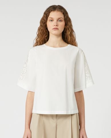  WEEKEND MAX MARA - Áo kiểu nữ cổ tròn tay ngắn Elodia 