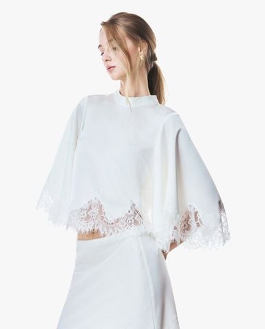  GIGI - Áo kiểu nữ cổ cao tay lỡ phối ren 