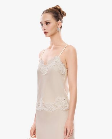  GIGI - Áo hai dây nữ cổ V viền ren 