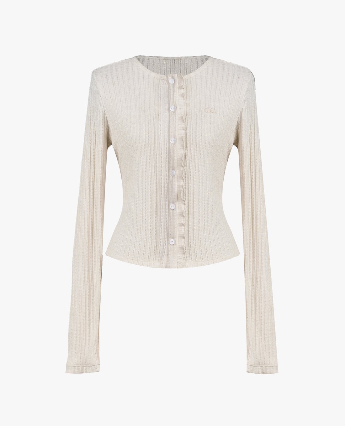 GIGI - Áo dệt kim nữ cổ tròn tay dài viền bèo