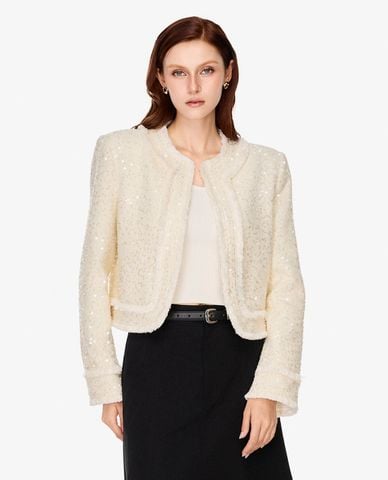  GIGI - Áo khoác tweed nữ tay dài đính sequin 