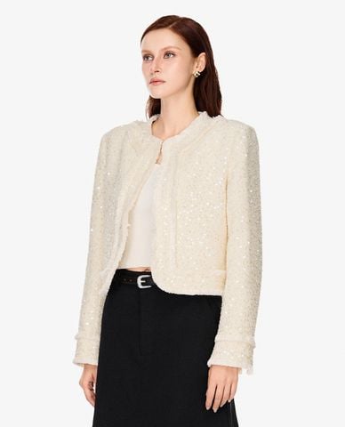  GIGI - Áo khoác tweed nữ tay dài đính sequin 