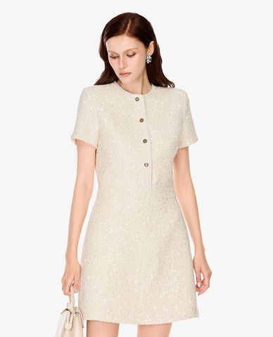  GIGI - Đầm mini cổ tròn tay ngắn đính sequin 