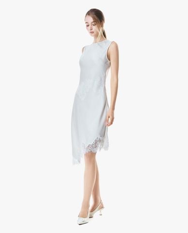  GIGI - Đầm sát nách midi cổ tròn phối ren 