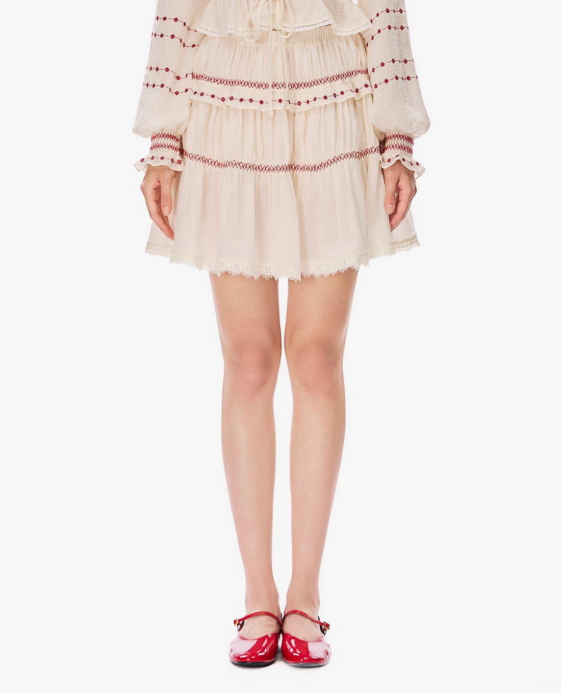 GIGI - Chân váy xếp tầng mini phối viền ren