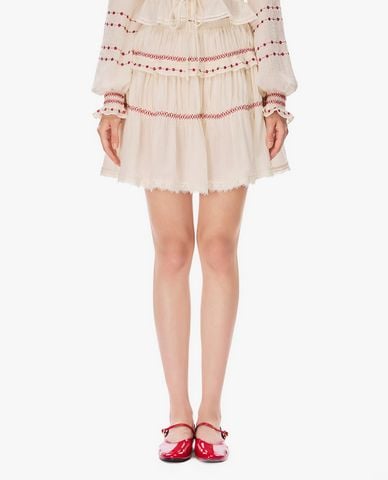  GIGI - Chân váy xếp tầng mini phối viền ren 