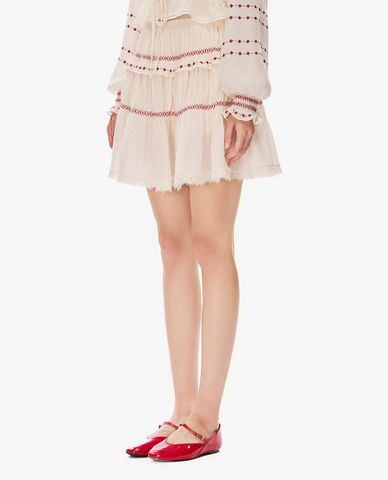  GIGI - Chân váy xếp tầng mini phối viền ren 