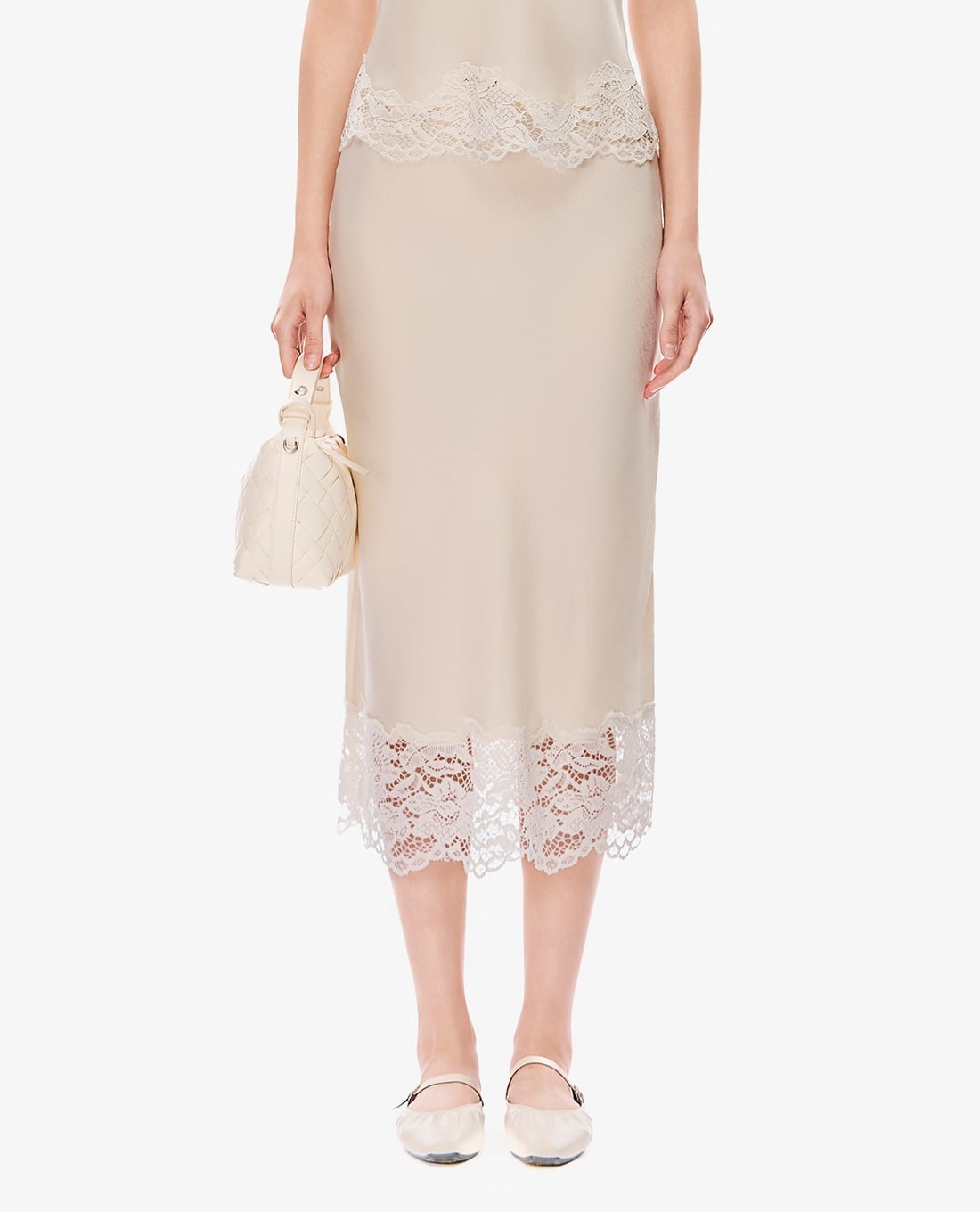 GIGI - Chân váy phom suông midi viền ren