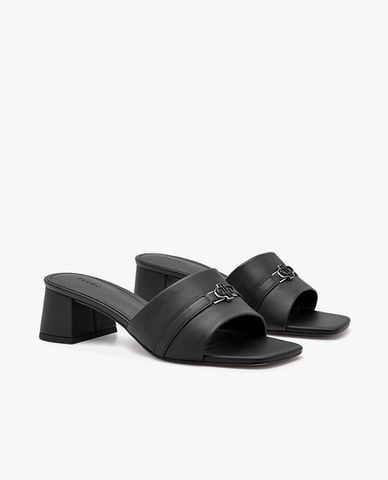  PEDRO - Giày mules cao gót nữ mũi vuông Icon Leather 