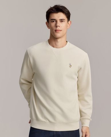  USPA - Áo sweatshirt nam cổ tròn tay dài thêu logo 