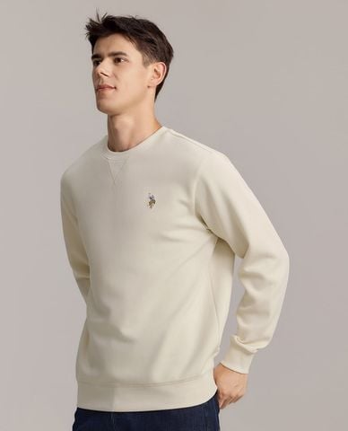  USPA - Áo sweatshirt nam cổ tròn tay dài thêu logo 