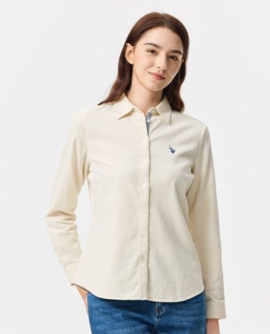  USPA - Áo sơ mi nữ cổ bẻ tay dài thêu logo 