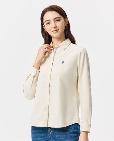  USPA - Áo sơ mi nữ cổ bẻ tay dài thêu logo 