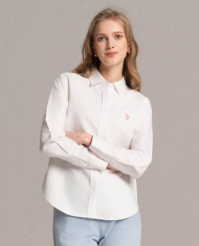  USPA - Áo sơ mi nữ cổ bẻ tay dài thêu logo 