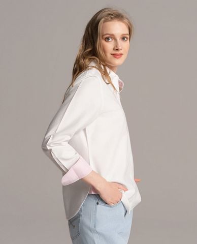  USPA - Áo sơ mi nữ cổ bẻ tay dài thêu logo 