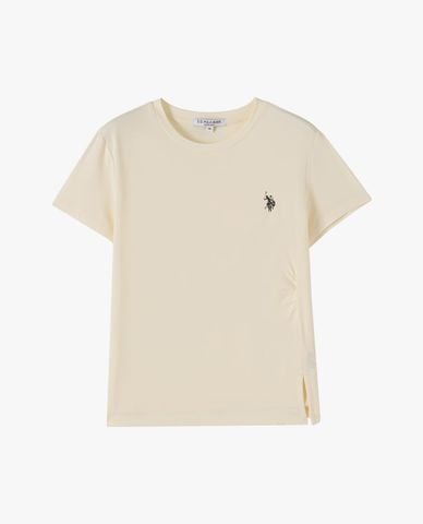 USPA - Áo thun nữ cổ tròn tay ngắn xẻ tà 