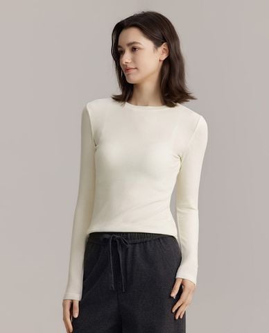  USPA - Áo thun nữ cổ tròn tay dài phom ôm 
