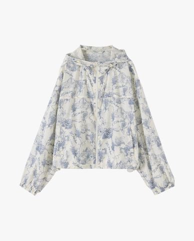  USPA - Áo khoác phối mũ nữ tay dài họa tiết hoa 